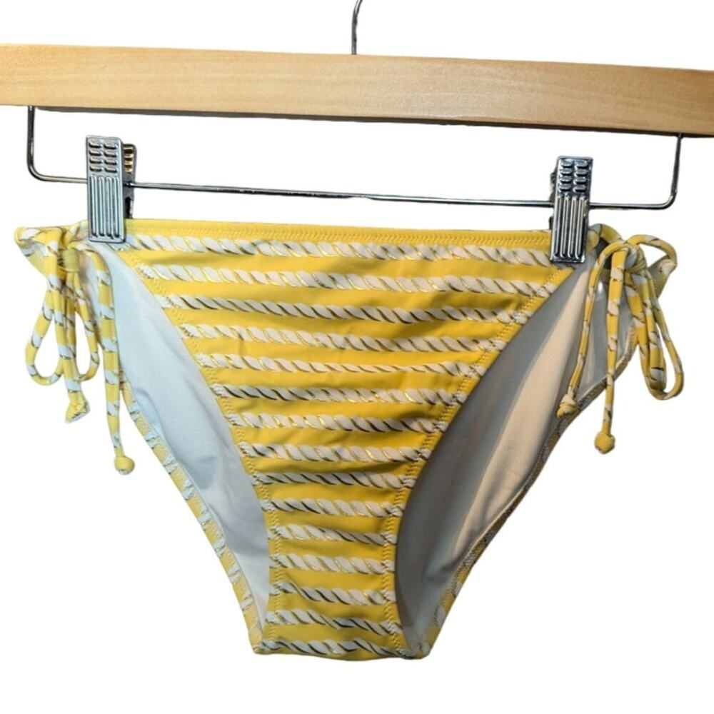 Victoria's Secret Pastel Yellow & Gold Tie Bikini Bottom Y2K Beach Pool Costal M
